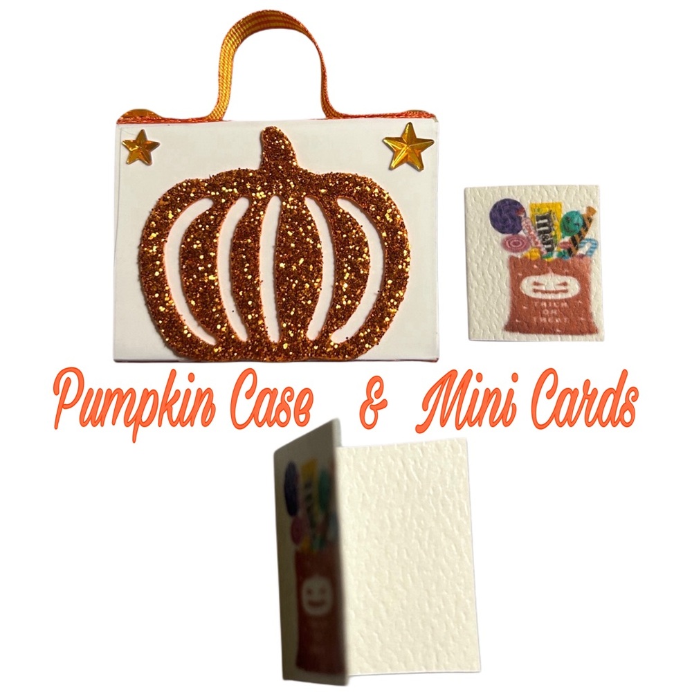 Miniature Halloween Cards And Pumpkin Case